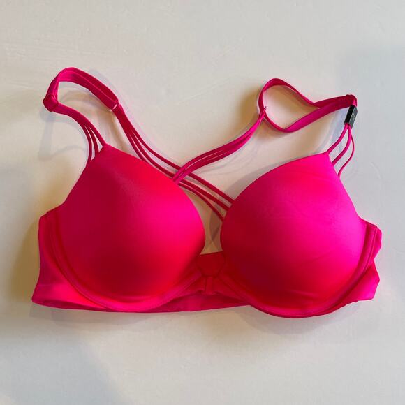 Victoria's Secret Bra Womens 32C Pink Very Sexy Push Up Bra Front Close Bright - Picture 1 of 8